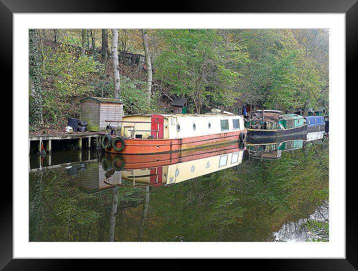 Rochdale Canal at Hebden Bridge. Framed Mounted Print by Lilian Marshall