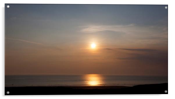 Sunset Surfers on Saunton Sands Acrylic by Mike Gorton