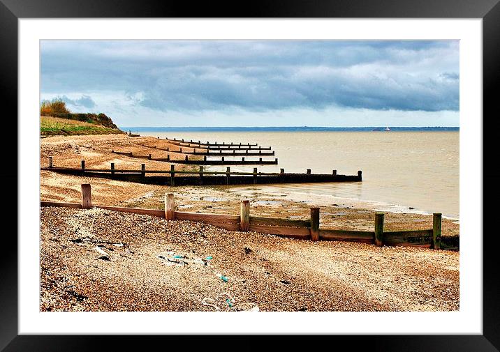 Isle of Grain, Kent, Beach View Framed Mounted Print by Robert Cane