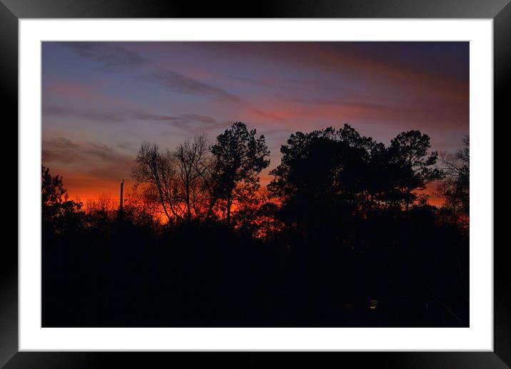 Sunet in Cleveland Texas Framed Mounted Print by Stacey Cook