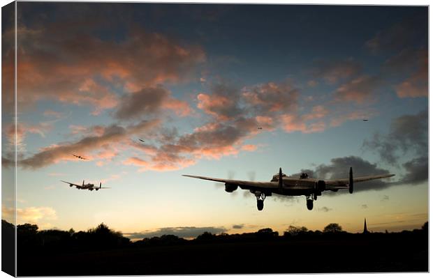 Lancasters taking off at sunset Canvas Print by Gary Eason