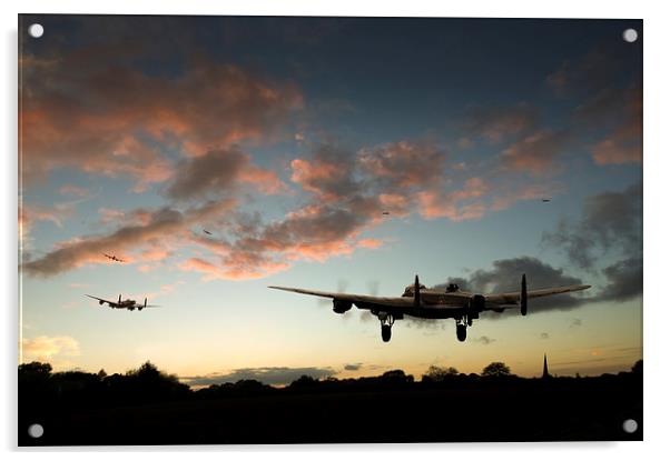 Lancasters taking off at sunset Acrylic by Gary Eason