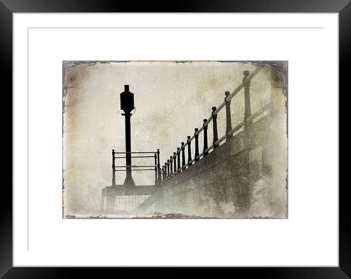 the pier in the fog Framed Mounted Print by Heather Newton