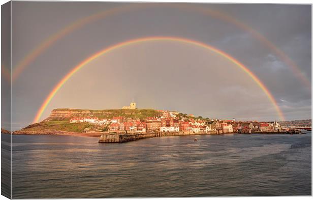Double Rainbow over Whitby Canvas Print by Martin Williams