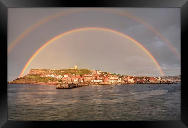 Double Rainbow over Whitby Framed Print by Martin Williams