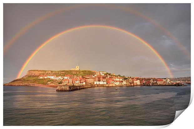 Double Rainbow over Whitby Print by Martin Williams