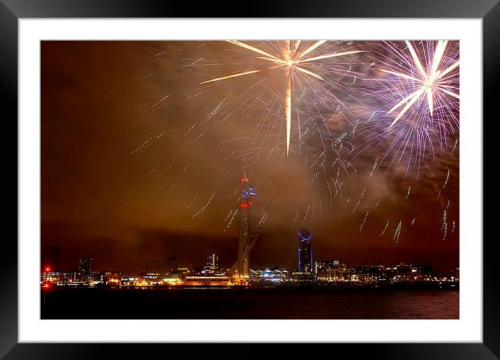Spinnaker Tower Fireworks Framed Mounted Print by kelly Draper