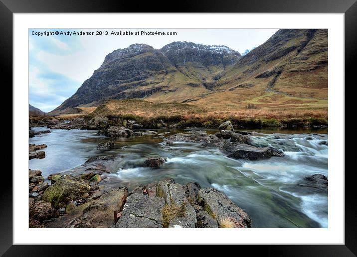 Glencoe River Falls Framed Mounted Print by Andy Anderson