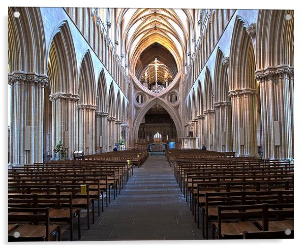 Wells Cathedral the Nave Acrylic by Ian Lewis
