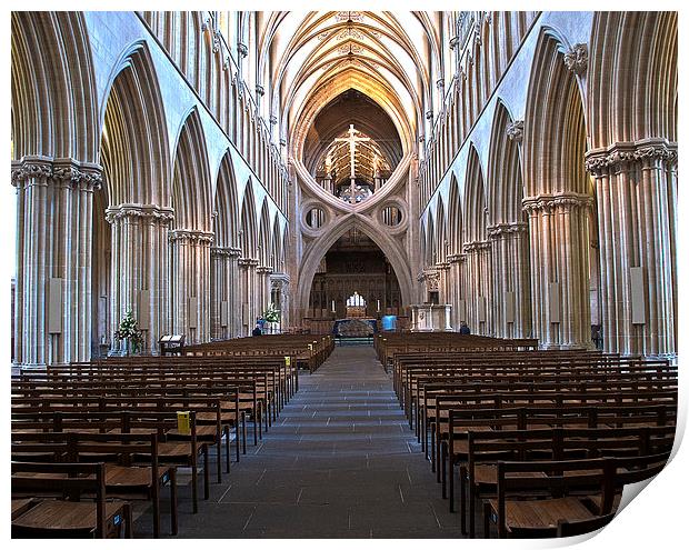 Wells Cathedral the Nave Print by Ian Lewis