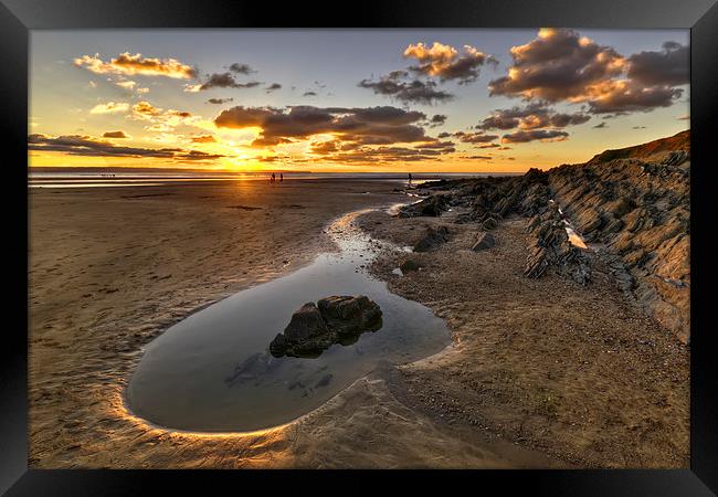 Sunset Saunton Sands North Devon Framed Print by Dave Wilkinson North Devon Ph