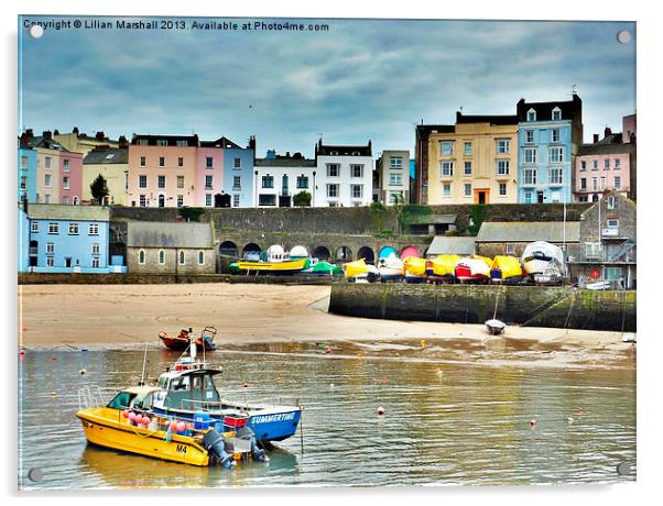 Colourful Tenby. Acrylic by Lilian Marshall