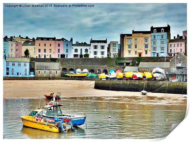 Colourful Tenby. Print by Lilian Marshall