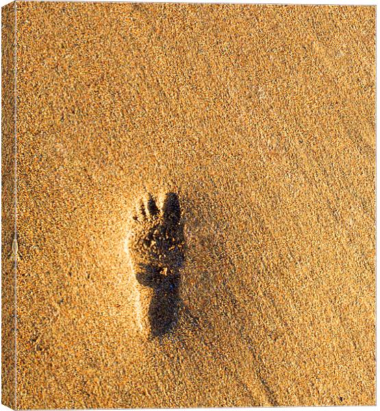Child's Imprint in Sandy Beach Canvas Print by Mike Gorton