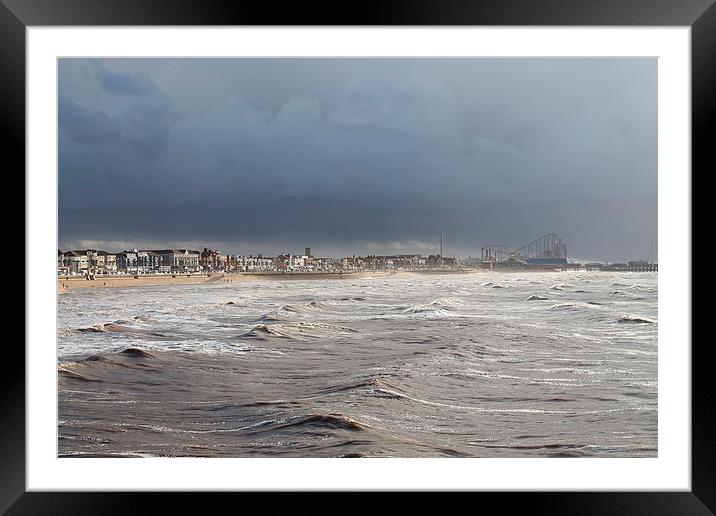 Rainfall in Golden Mile, Blackpool, England Framed Mounted Print by Juha Remes