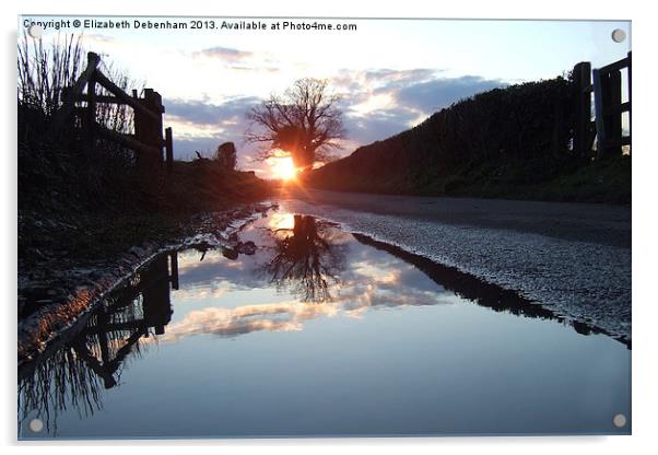 Puddle Lane Sunset Acrylic by Elizabeth Debenham