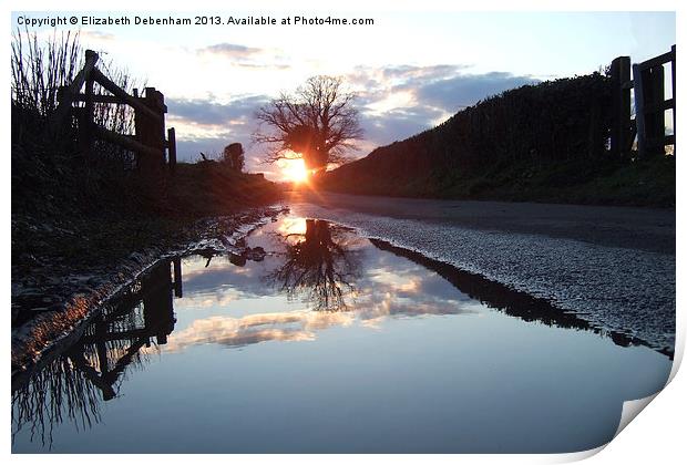 Puddle Lane Sunset Print by Elizabeth Debenham