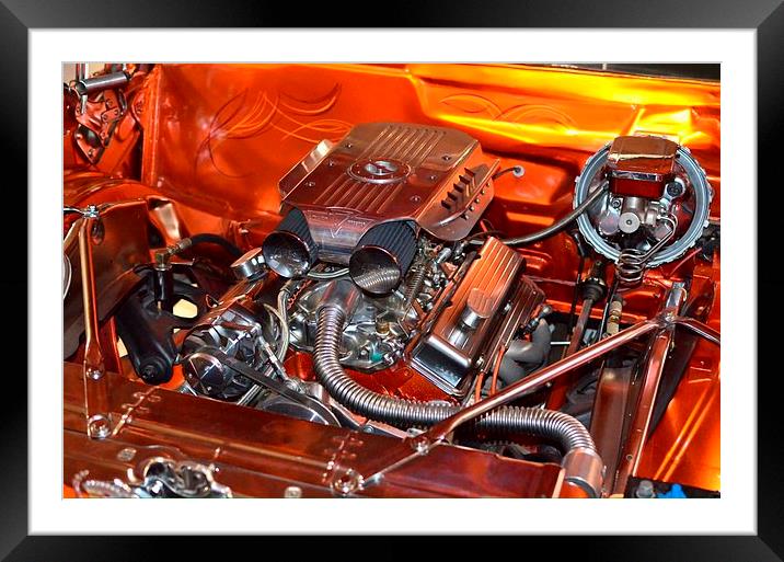 Classic car engine. Framed Mounted Print by David Lally