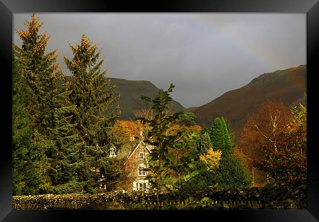 Rainbow over Grassmere Framed Print by JEAN FITZHUGH