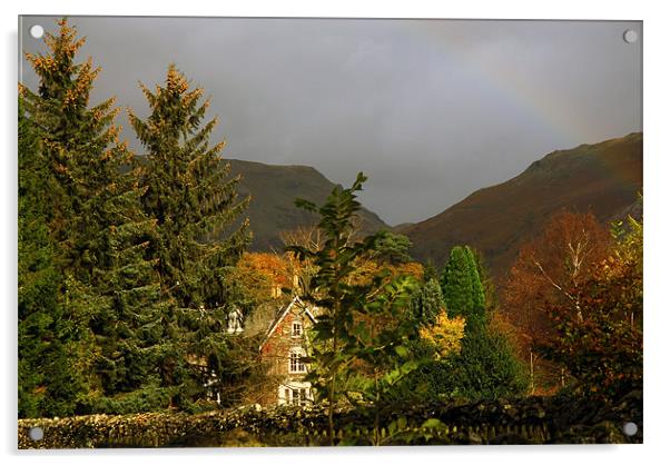 Rainbow over Grassmere Acrylic by JEAN FITZHUGH