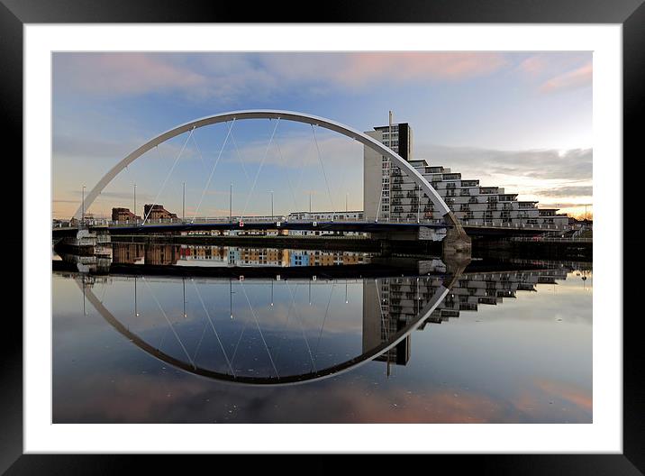 Glasgow Clyde Arc Bridge Framed Mounted Print by Grant Glendinning
