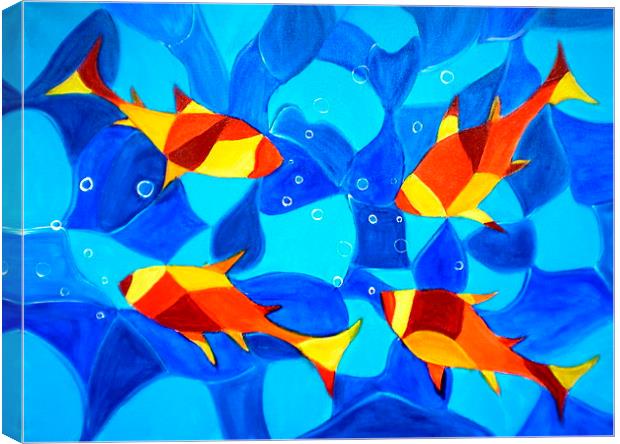 Joy Fish Canvas Print by Manjiri Kanvinde