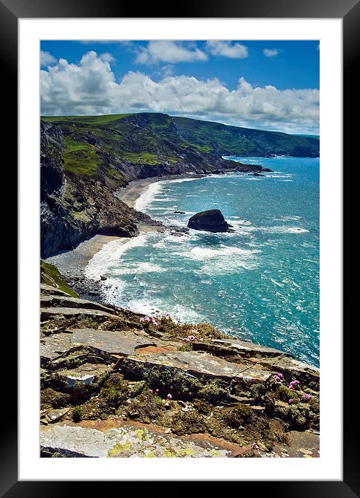 Strangles Beach Cornwall Framed Mounted Print by David Wilkins