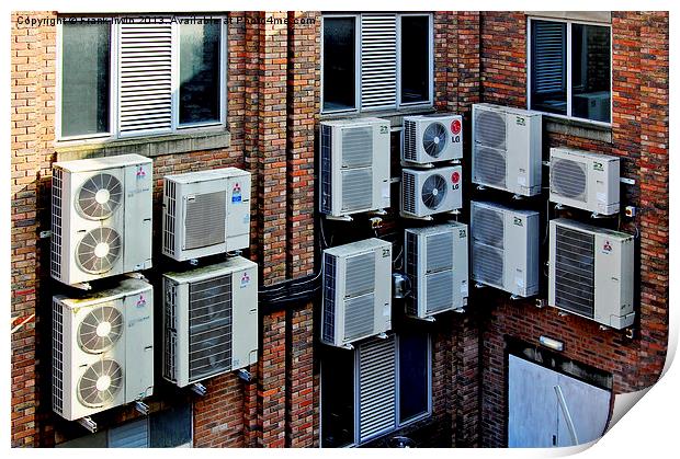 A plethora of condenser units. Print by Frank Irwin