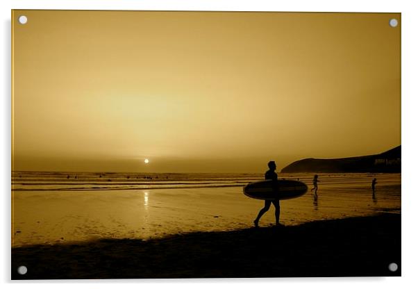 Surfer in sepia Acrylic by Helen Cooke