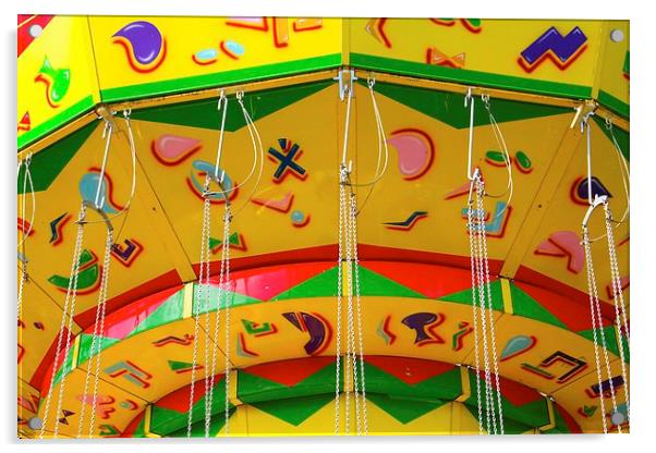 yellow carousel Acrylic by Helen Cooke
