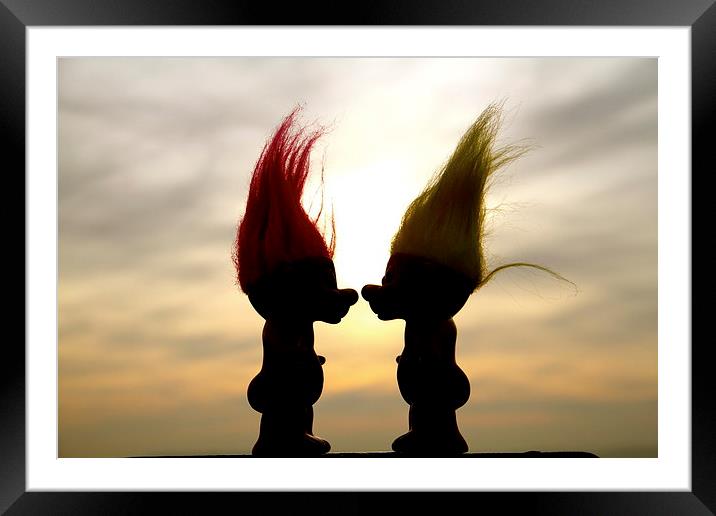 troll lovers in the sunset Framed Mounted Print by Helen Cooke