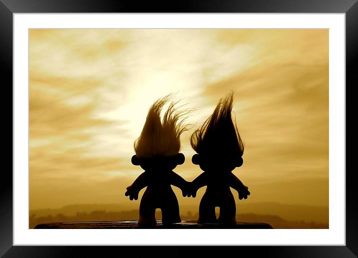 Troll lovers in sepia Framed Mounted Print by Helen Cooke