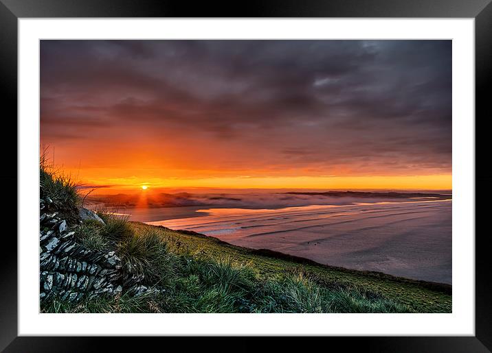 Early morning mist over Saunton Sands Framed Mounted Print by Dave Wilkinson North Devon Ph