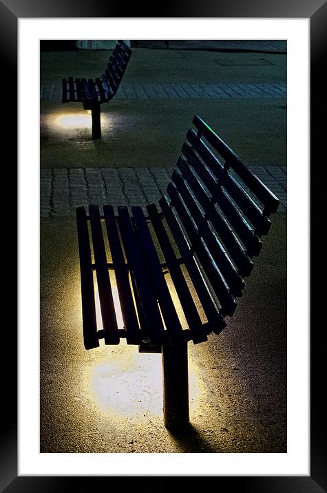 South Bank Benches Framed Mounted Print by Ian Lewis
