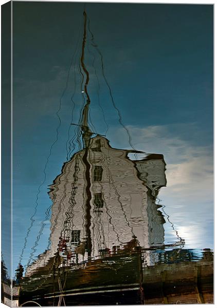 Tide Mill Reflected Canvas Print by Ian Lewis
