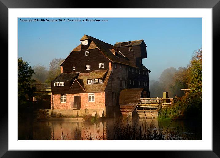 Houghton Mill, misty morning Framed Mounted Print by Keith Douglas