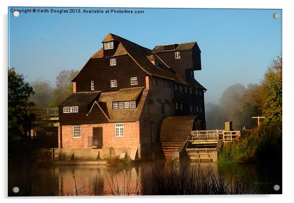 Houghton Mill, misty morning Acrylic by Keith Douglas