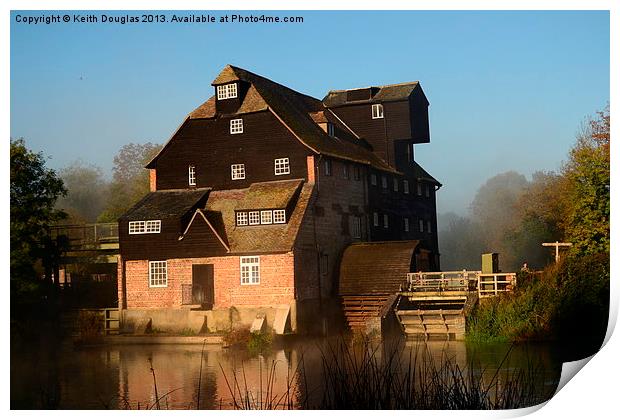 Houghton Mill, misty morning Print by Keith Douglas