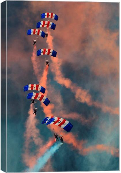 RAF Parachute Team Canvas Print by Peter Orr