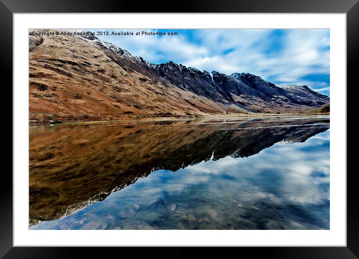Peaceful GlenCoe Waters Framed Mounted Print by Andy Anderson