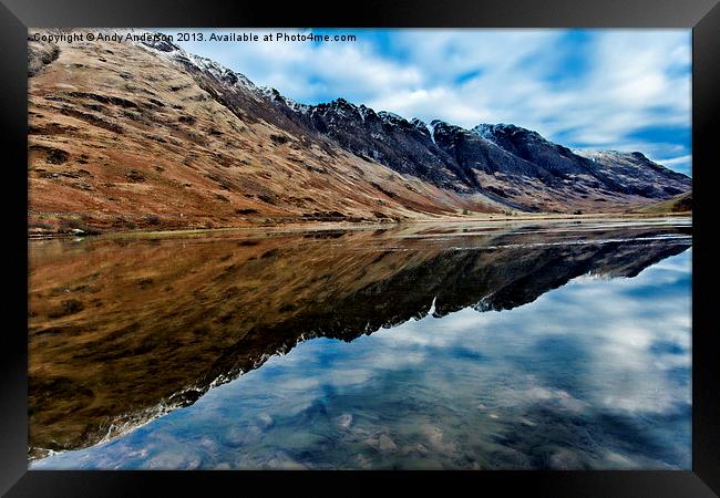 Peaceful GlenCoe Waters Framed Print by Andy Anderson