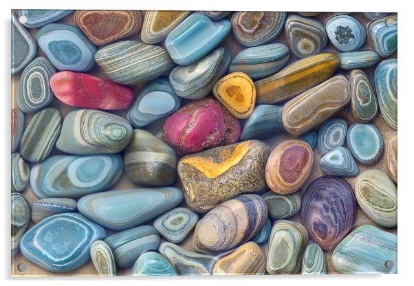 Striated Stones, Lake Josephine Acrylic by David Roossien