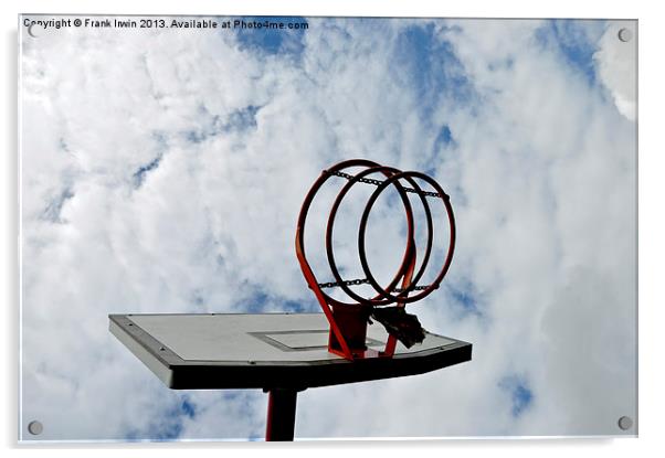 A basketball hoop against a blue sky Acrylic by Frank Irwin