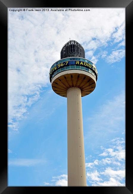 Radio City Tower against a blue sky Framed Print by Frank Irwin