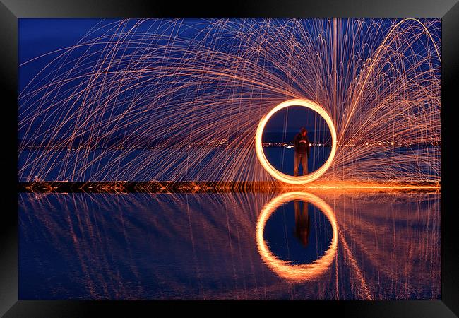 Dramatic golden circle reflecting in water Framed Print by Mark Stone