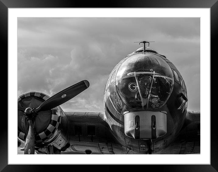 Memphis Belle - black and white version. Framed Mounted Print by Keith Campbell