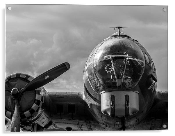 Memphis Belle - black and white version. Acrylic by Keith Campbell