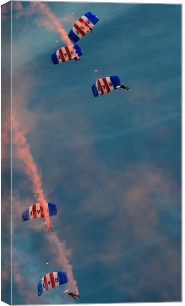 RAF Parachute Team Canvas Print by Peter Orr