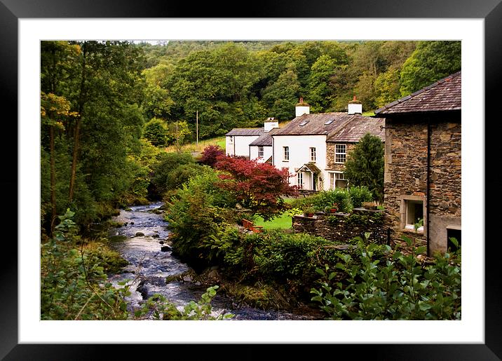 Cottages by Satterthwaite Beck Framed Mounted Print by Jacqi Elmslie
