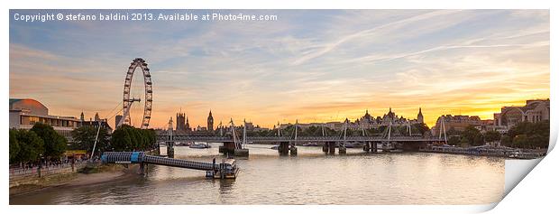 London skyline and river Thames Print by stefano baldini